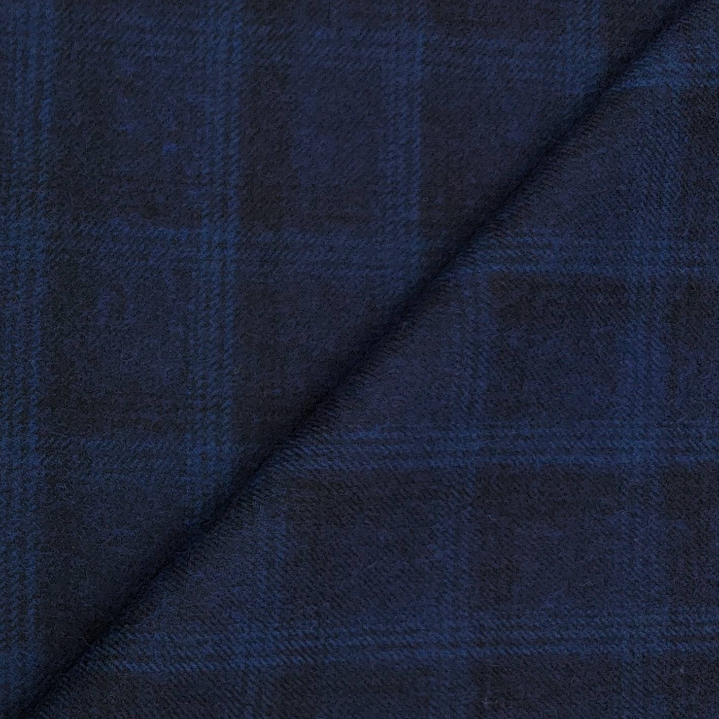 Tweed Blazer Fabric OCM Wool Blended Check Colour Navy Blue